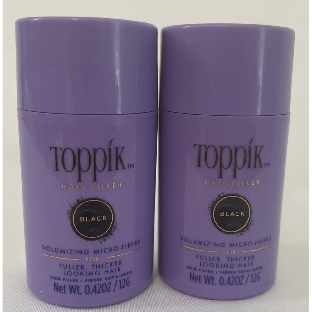 Toppik Hair Filler BLACK 2 PACK Volumizing Micro Fibers Fuller Thicker .42oz NEW
